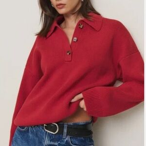 Reformation • Brooklyn Cotton Polo Sweater